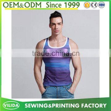 High Quality Sublimation Men's Sleeveless O neck 100% Polyester Sport Tank top