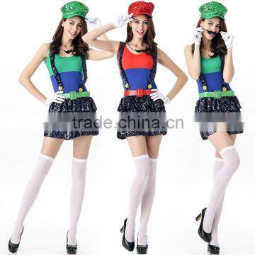 2016 new flash piece of adult women's Marie Mario eport Halloween Costume game