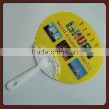  2015 New Design promotional pp fan/plastic 80g sticker round hand fan
