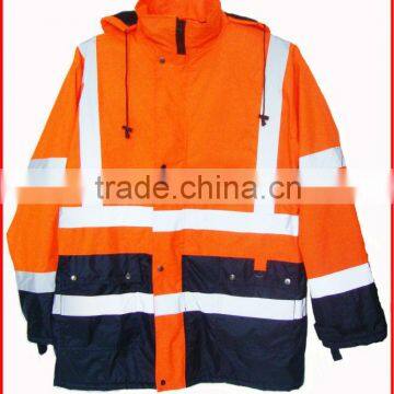 waterproof high visibility winter red reflective safety jacket