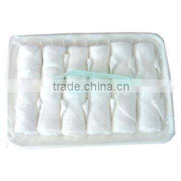 cotton refresh airline towels in tray and box