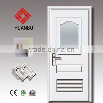 Cheap mdf wooden interior door glass inserts economic doors with frame