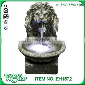 32-Inch Sandstone Four Lion Head Outdoor Water Fountain