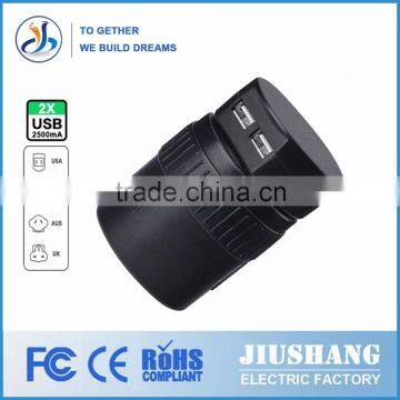 High Quality 360-Degree Rotating 5V/2.1A Universal Multi 2 USB Travel Adapter photo-5