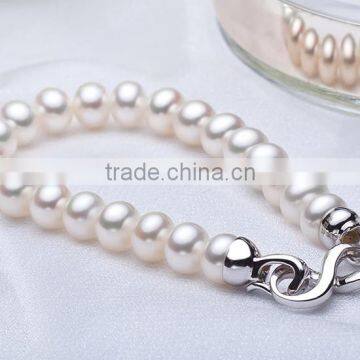 full round latest design genuine real natural pearl bracelet watch