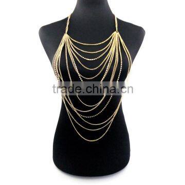 Diamond jewelry multilayer tassel body chain