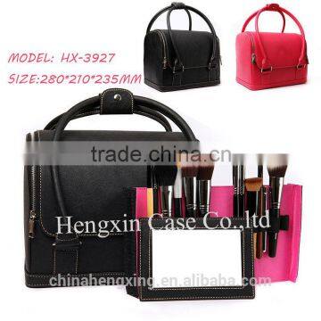 double layer cosmetic bag leather material for lady