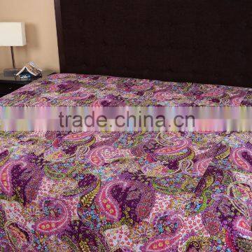 100% Fabric Kantha Work Bedspread Wholesale Indian Printed Handmade Bedspreads Supplier