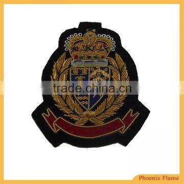 High quality indian metallic thread badge pin embroidery patch for police unifroms