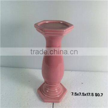 High Quality Round pink ceramic Candlestick Holders for decoration