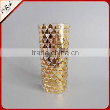 Wedding Golden Triangle Flat Bottomed Glass Cup and Decorated Wedding Candle Cup