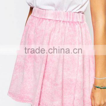 2016 Classic design Elastic waistband Skirts Ladies A Line Pink Mini Skirts