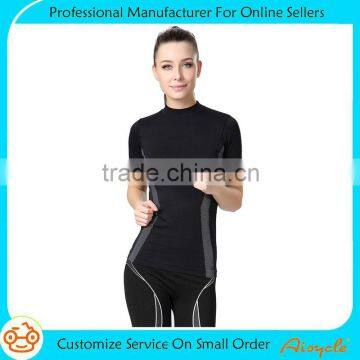 Fitted promotional custom logo design round neck short-sleeved cheap plain polyester women t shirt