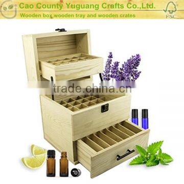 Essential oil storage box case container 3 tier 59 bottles wooden