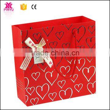 Art cardboard red luxury paper packaging bag for shopping gift