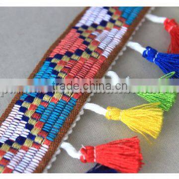 New Design Colored 6.5cm Width Fancy Colorful Lace Tassel Fringe Trim photo-2