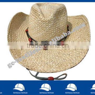 straw hat with bead & rope