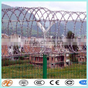 fencing protecting CBT-65 razor barbed wires