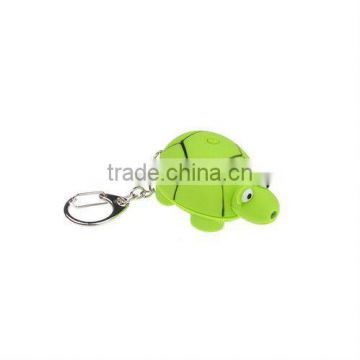 Cute LED Light Sound Green Tortoise Key Chain Ring