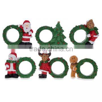 Personalized Handmade Color Painted Decorative Poly Resin Christmas Wreath Napkin Rings