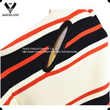 Women Wool Acrylic Blended Stripe Pattern Knitted Poncho photo-2