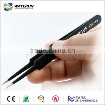 ESD-14 black anti static professional point metal tweezers