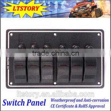 6 GANG LED Waterproof Rorcker Switches Aluminum Panel
