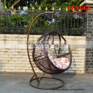 TG-16009 New Season Wide Round Rattan Swing Brown Wicker Hanging Chair photo-2