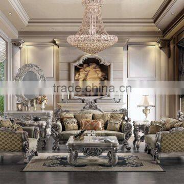 French Empire Living Room Sofa/European Classic Fabric Sofa Furniture/Royal Wooden Sofa (MOQ=1 Set)