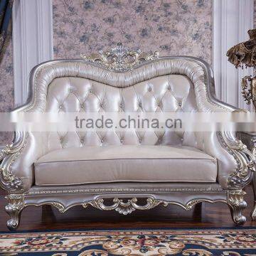 Graceful European Noble Living Room Furniture Genuine Leather Sofa Set photo-3