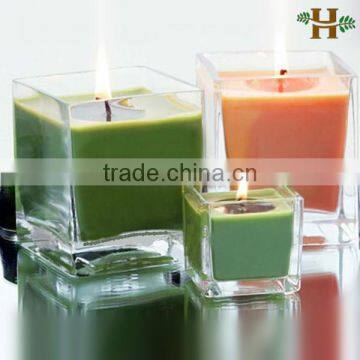 Handmade Clear Square Block Glass Candle Holder/Souvenir