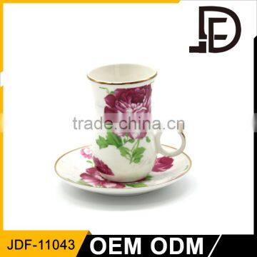 2017 New popular 6 pcs tea cup saucer set,arabic tea cup set, turkish cup and saucer