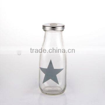 11oz Pentacle Decal Milk Bottle Glass Mason Jar With Lid photo-3