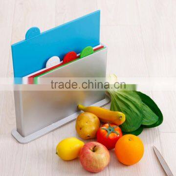 4pcs pp Cutting Board Set With ABS Holder for Kitchen photo-4