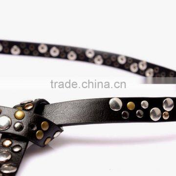 Wholesale rivet decorated sex women lady thin PU waist belt