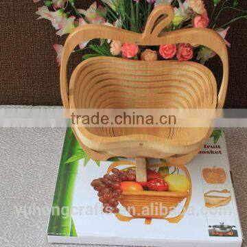 100% Bamboo Made Apple Shape Folding Fruit Basket photo-2