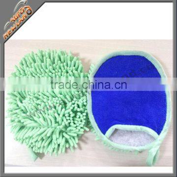 Car microfiber cleaning gloves with chenille microfiber cleaning gloves