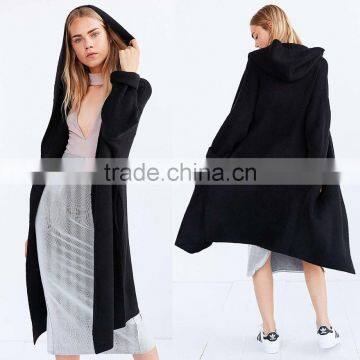 Cozy Hooded Open Longline Sweater Coat Oversized Fit Women's Winter Long Mature Coat Latest Design