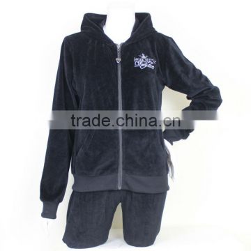 Custom Designer Ladies Black Velour Tracksuits