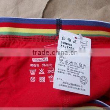 underwear heat transfer wash care label