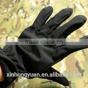 black sharkskin shell warm waterproof windproof long military tactical gloves with fleece