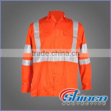 China supply100%cotton hi-vis work jacket for sanitation worker wear (21x21flame retardant,oilproof,waterproof,antistatic)