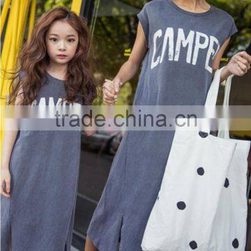 Korean dresses new fashion lady and girls combed cotton long dress