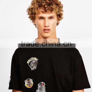 MGOO Newest Arrival Beautiful Embroidered T-shirt Custom Handmade Animal Pattern Tees Mens Black Cotton Tshirts photo-2