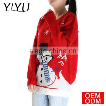 Custom Women Plus Size Jacquard Snowman Knitting Patterns Christmas Sweater photo-3