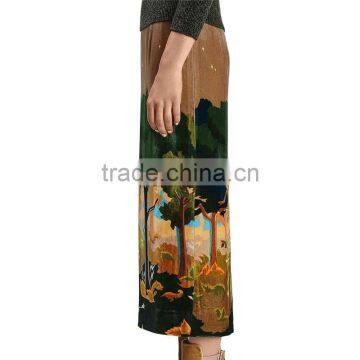 2017 OEM Spring Landscape Printed Valiant Long Maxi Skirts