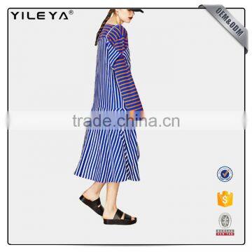 2016 Fashion Halter off Shoulder A-line Stripe Dress Woman Dress photo-3