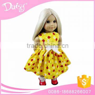 New design 18 inch cute yellow woven american girl doll clothes