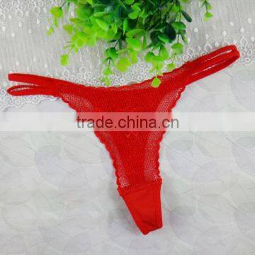 Lace Cotton Hip-hugger Sexy T-back Skinny Hollow Transparent Thong photo-3