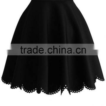 2016 Guangzhou Shandao Supplier Summer High Fashion Hot Selling Casual Short A Line Ruffle Black Cotton Skirt For Women photo-4